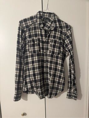 The Kooples Black and White Plaid Button-Down Shirt